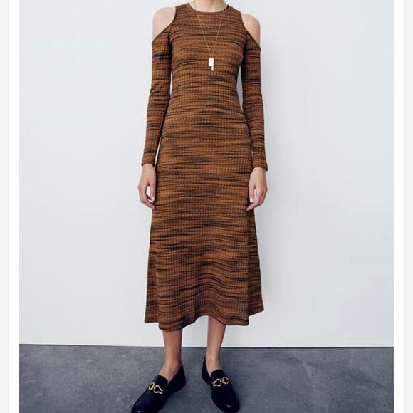 zara brown ribbed dress Zara | Dresses | Zara Ribbed Long Sleeve Square Neck Bodycon Dress Brown Size Medium